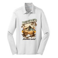 Funny Retired Retirement Gift Adventure Awaits Silk Touch Performance Long Sleeve Polo