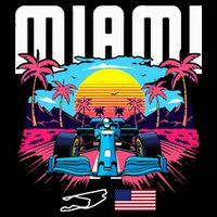 Formula Racing Retro Miami Circuit Usa Flag Race Car Fans Cooling Performance Crew T-Shirt