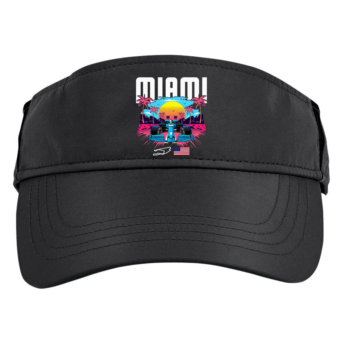 Formula Racing Retro Miami Circuit Usa Flag Race Car Fans Adult Drive Performance Visor