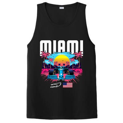 Formula Racing Retro Miami Circuit Usa Flag Race Car Fans PosiCharge Competitor Tank