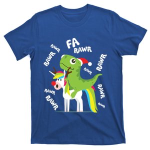 Fa Ra Rawr Tmeaningful Giftrex Dinosaur Riding Reindeer Unicorn Christmas Gift T-Shirt