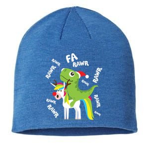 Fa Ra Rawr Tmeaningful Giftrex Dinosaur Riding Reindeer Unicorn Christmas Gift Sustainable Beanie