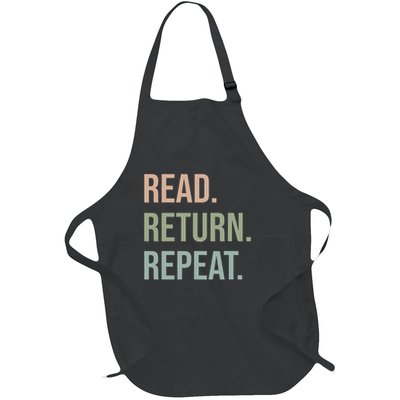 Funny Reading, Read Return Repeat, Funny Librarian Library Full-Length Apron With Pockets
