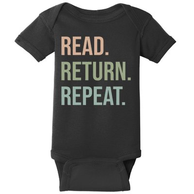 Funny Reading, Read Return Repeat, Funny Librarian Library Baby Bodysuit