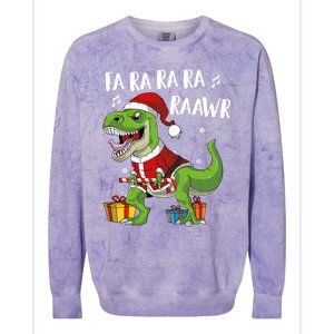 Fa Ra Ra Ra Ra Rawr Santa Dinosaur T Rex Funny Christmas Gift Colorblast Crewneck Sweatshirt