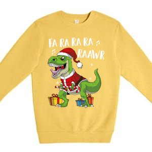 Fa Ra Ra Ra Ra Rawr Santa Dinosaur T Rex Funny Christmas Gift Premium Crewneck Sweatshirt