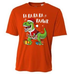 Fa Ra Ra Ra Ra Rawr Santa Dinosaur T Rex Funny Christmas Gift Cooling Performance Crew T-Shirt