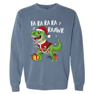 Fa Ra Ra Ra Ra Rawr Santa Dinosaur T Rex Funny Christmas Gift Garment-Dyed Sweatshirt