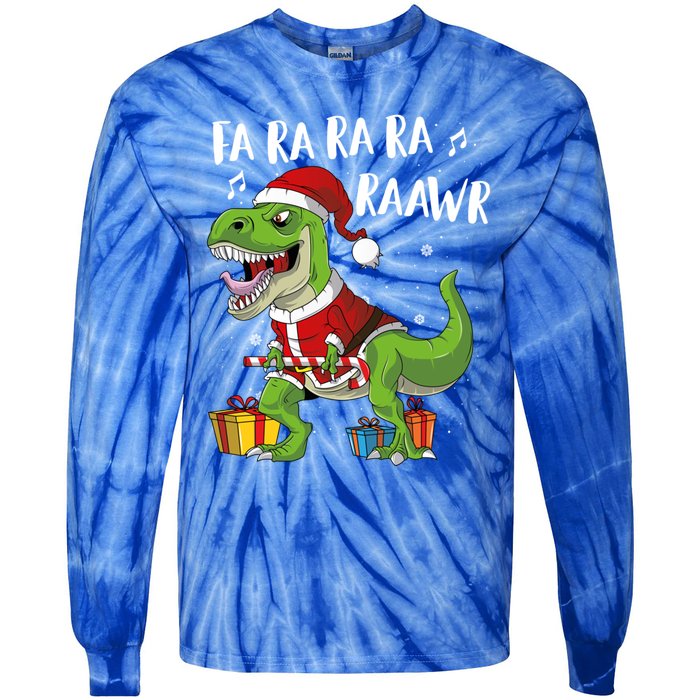 Fa Ra Ra Ra Ra Rawr Santa Dinosaur T Rex Funny Christmas Gift Tie-Dye Long Sleeve Shirt