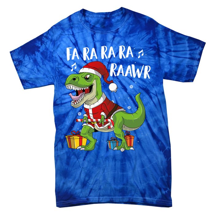 Fa Ra Ra Ra Ra Rawr Santa Dinosaur T Rex Funny Christmas Gift Tie-Dye T-Shirt