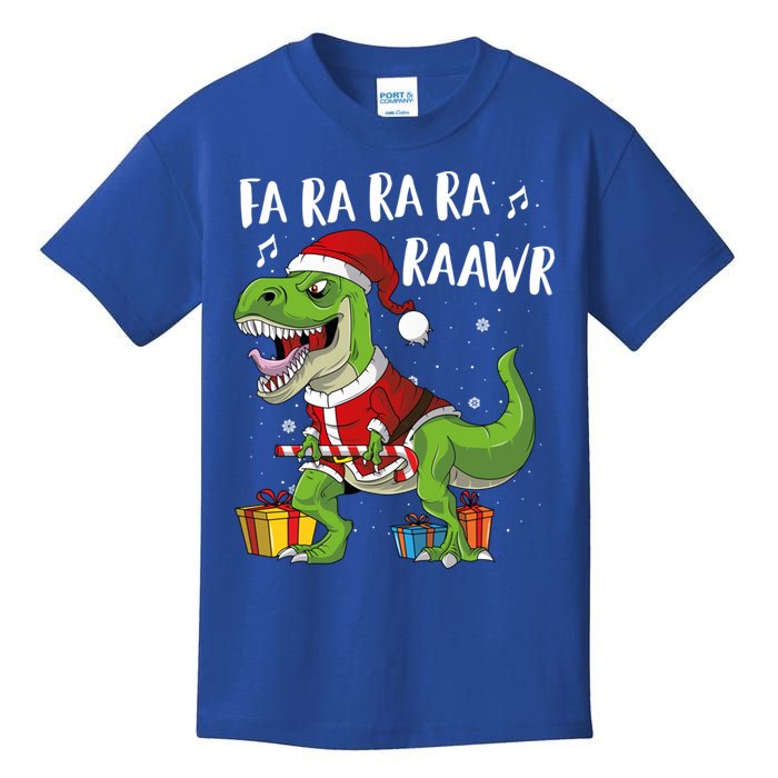 Fa Ra Ra Ra Ra Rawr Santa Dinosaur T Rex Funny Christmas Gift Kids T-Shirt