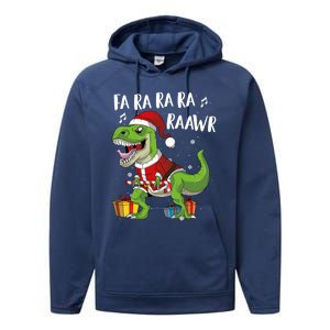 Fa Ra Ra Ra Ra Rawr Santa Dinosaur T Rex Funny Christmas Gift Performance Fleece Hoodie