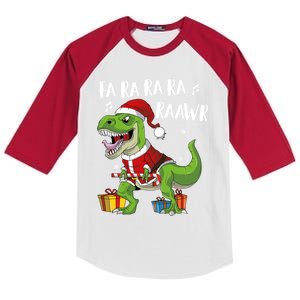 Fa Ra Ra Ra Ra Rawr Santa Dinosaur T Rex Funny Christmas Gift Kids Colorblock Raglan Jersey