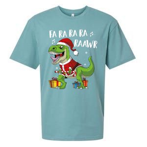 Fa Ra Ra Ra Ra Rawr Santa Dinosaur T Rex Funny Christmas Gift Sueded Cloud Jersey T-Shirt