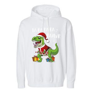 Fa Ra Ra Ra Ra Rawr Santa Dinosaur T Rex Funny Christmas Gift Garment-Dyed Fleece Hoodie