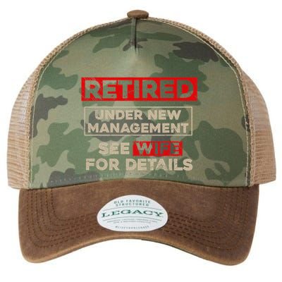 Funny Retirement Retired Under New Management Legacy Tie Dye Trucker Hat
