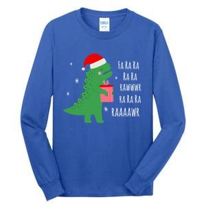 Fa Ra Ra Rawr Santa T Rex Xmas Pajama Merry Christmas Gift Tall Long Sleeve T-Shirt