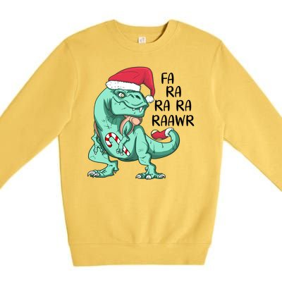 Fa Ra Ra Ra Raawr Christmas T Rex Dinosaur Premium Crewneck Sweatshirt