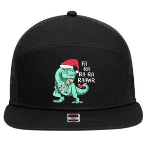 Fa Ra Ra Ra Raawr Christmas T Rex Dinosaur 7 Panel Mesh Trucker Snapback Hat