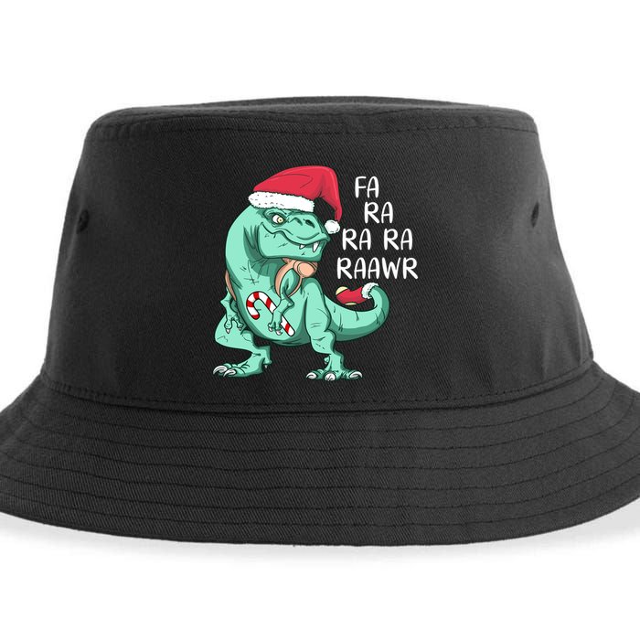 Fa Ra Ra Ra Raawr Christmas T Rex Dinosaur Sustainable Bucket Hat
