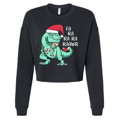 Fa Ra Ra Ra Raawr Christmas T Rex Dinosaur Cropped Pullover Crew