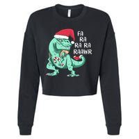 Fa Ra Ra Ra Raawr Christmas T Rex Dinosaur Cropped Pullover Crew