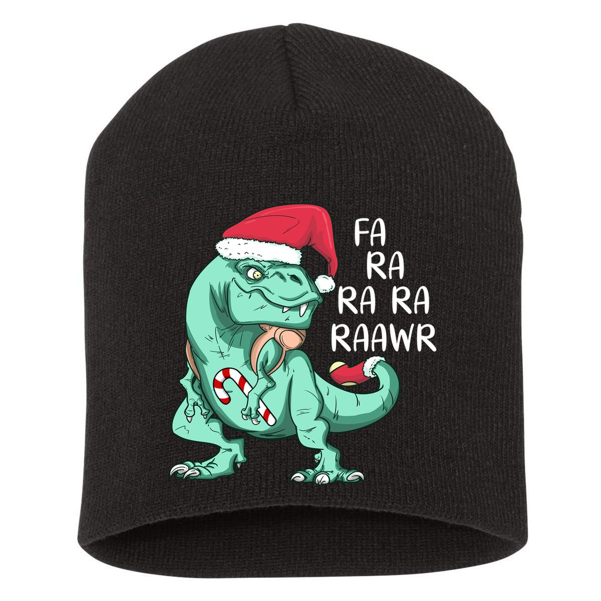 Fa Ra Ra Ra Raawr Christmas T Rex Dinosaur Short Acrylic Beanie