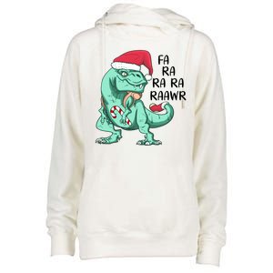 Fa Ra Ra Ra Raawr Christmas T Rex Dinosaur Womens Funnel Neck Pullover Hood