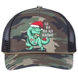 Fa Ra Ra Ra Raawr Christmas T Rex Dinosaur Retro Rope Trucker Hat Cap