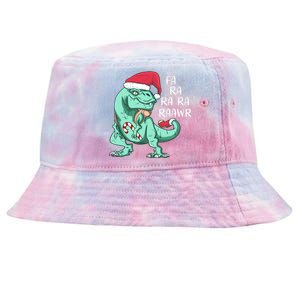 Fa Ra Ra Ra Raawr Christmas T Rex Dinosaur Tie-Dyed Bucket Hat