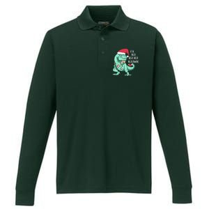 Fa Ra Ra Ra Raawr Christmas T Rex Dinosaur Performance Long Sleeve Polo