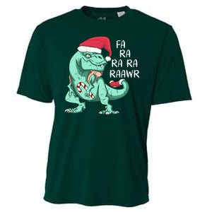 Fa Ra Ra Ra Raawr Christmas T Rex Dinosaur Cooling Performance Crew T-Shirt