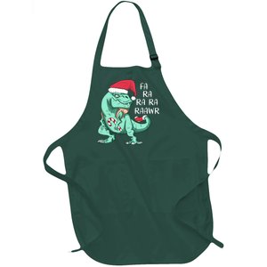 Fa Ra Ra Ra Raawr Christmas T Rex Dinosaur Full-Length Apron With Pockets