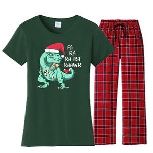 Fa Ra Ra Ra Raawr Christmas T Rex Dinosaur Women's Flannel Pajama Set