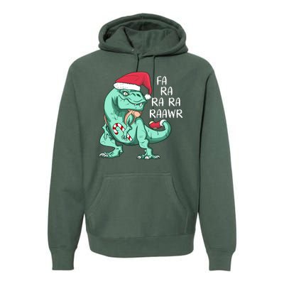 Fa Ra Ra Ra Raawr Christmas T Rex Dinosaur Premium Hoodie