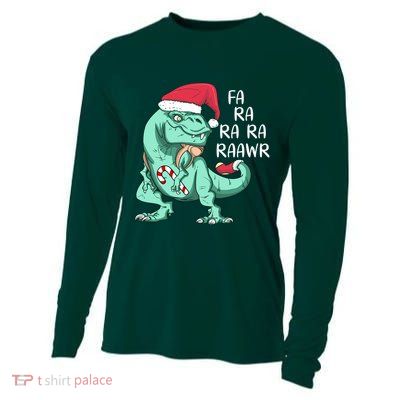 Fa Ra Ra Ra Raawr Christmas T Rex Dinosaur Cooling Performance Long Sleeve Crew