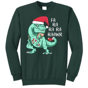 Fa Ra Ra Ra Raawr Christmas T Rex Dinosaur Tall Sweatshirt