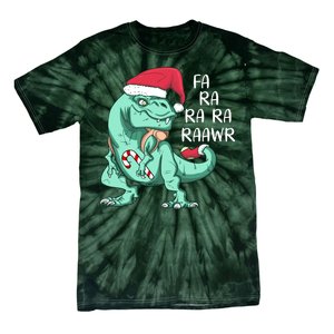 Fa Ra Ra Ra Raawr Christmas T Rex Dinosaur Tie-Dye T-Shirt