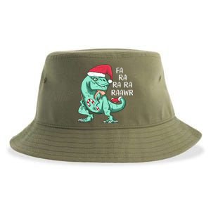 Fa Ra Ra Ra Raawr Christmas T Rex Dinosaur Sustainable Bucket Hat