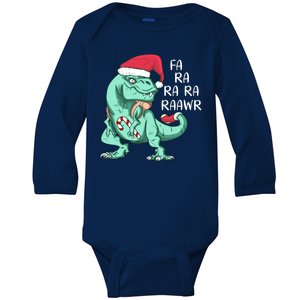 Fa Ra Ra Ra Raawr Christmas T Rex Dinosaur Baby Long Sleeve Bodysuit