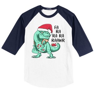 Fa Ra Ra Ra Raawr Christmas T Rex Dinosaur Baseball Sleeve Shirt