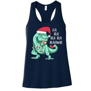 Fa Ra Ra Ra Raawr Christmas T Rex Dinosaur Women's Racerback Tank