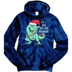 Fa Ra Ra Ra Raawr Christmas T Rex Dinosaur Tie Dye Hoodie