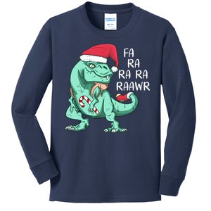 Fa Ra Ra Ra Raawr Christmas T Rex Dinosaur Kids Long Sleeve Shirt