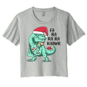 Fa Ra Ra Ra Raawr Christmas T Rex Dinosaur Women's Crop Top Tee