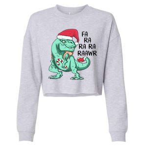 Fa Ra Ra Ra Raawr Christmas T Rex Dinosaur Cropped Pullover Crew