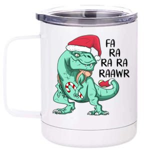 Fa Ra Ra Ra Raawr Christmas T Rex Dinosaur 12 oz Stainless Steel Tumbler Cup