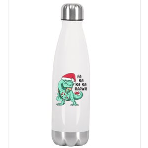 Fa Ra Ra Ra Raawr Christmas T Rex Dinosaur Stainless Steel Insulated Water Bottle