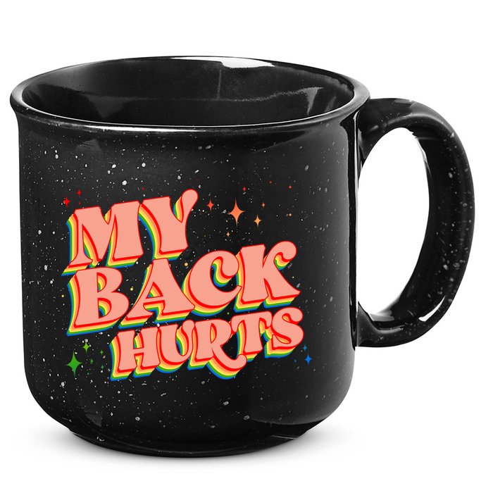 Funny Retro Rainbow My Back Hurts 15oz Campfire Ceramic Mug