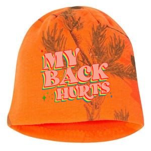 Funny Retro Rainbow My Back Hurts Kati - Camo Knit Beanie